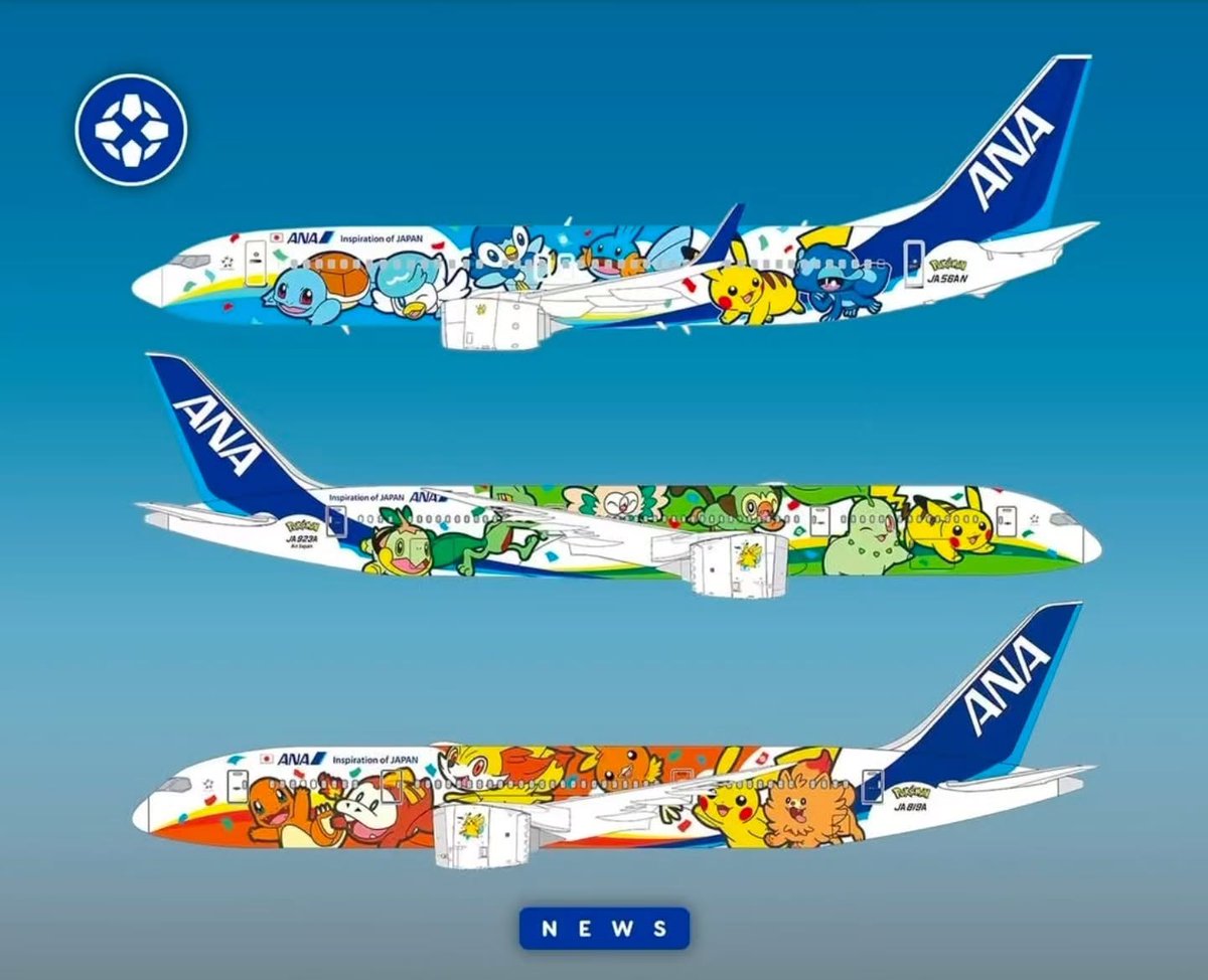skylarjohnson9e's tweet photo. ANA’s final Pokémon aircraft for its 30th anniversary has been unveiled and will begin flying in Japan on September 18. Each themed plane also features special cups, cocktail napkins, and headset covers. https://t.co/cIBmU5gjco