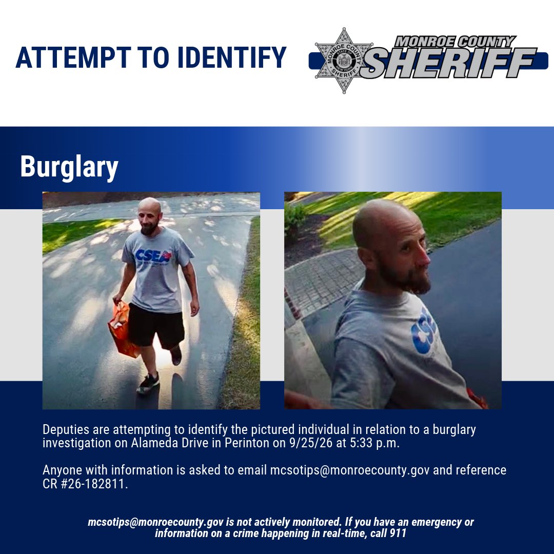 monroesheriffny's tweet photo. Anyone with information is asked to email mcsotips@monroecounty.gov and reference CR# 26-182811. https://t.co/Wc6bLLecnm
