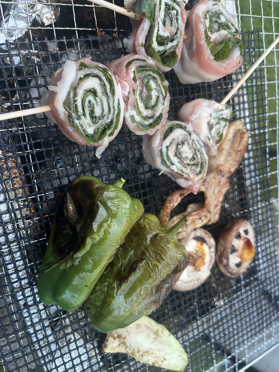 ritchel9's tweet photo. なんかのキャンペーンで当選した肉！
ずっと冷凍にしまって忘れてた。
めっちゃでかい。

庭に生えてたピーマン、ナスも収穫して焼いた。シソも収穫して豚肉巻きに！ https://t.co/MwM9buPks4