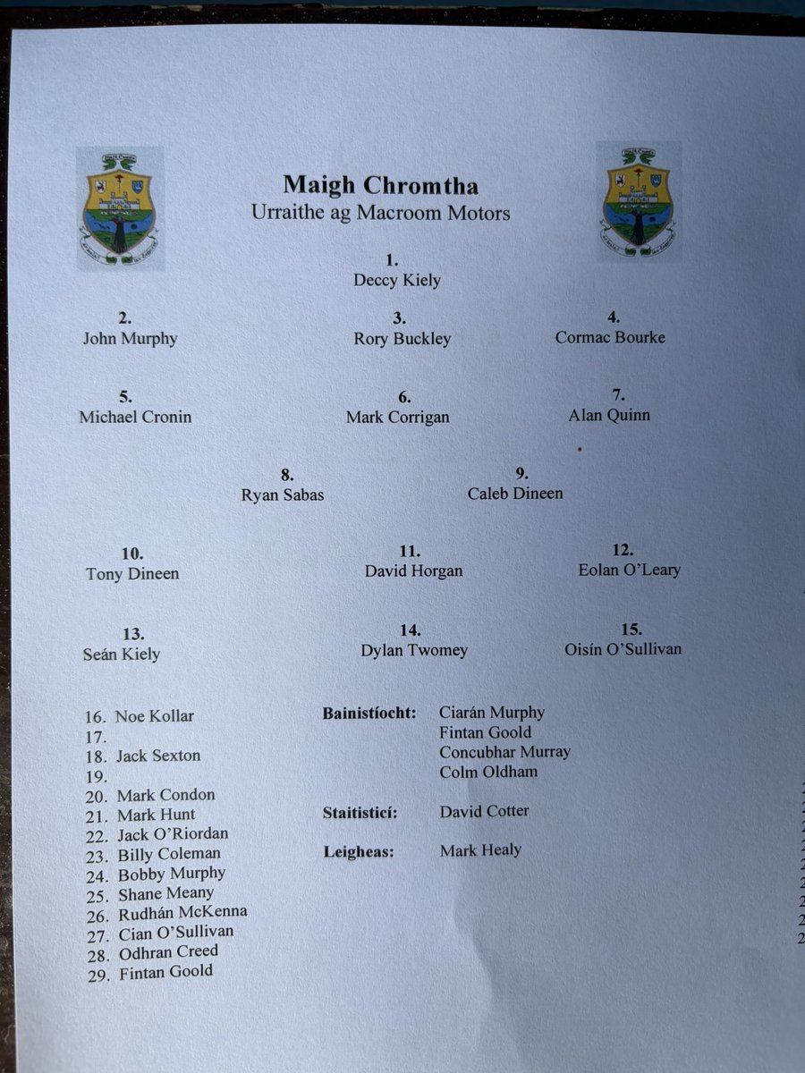 NaomhAbanGAA's tweet photo. 🚨Cluiche Ceathrú Ceannais Craobh Príomh Idirmheánach Chorcaí @OfficialCorkGAA
Foirne Naomh Abán & @MacroomGAA
#MCPgroup https://t.co/lrObwEPTv6