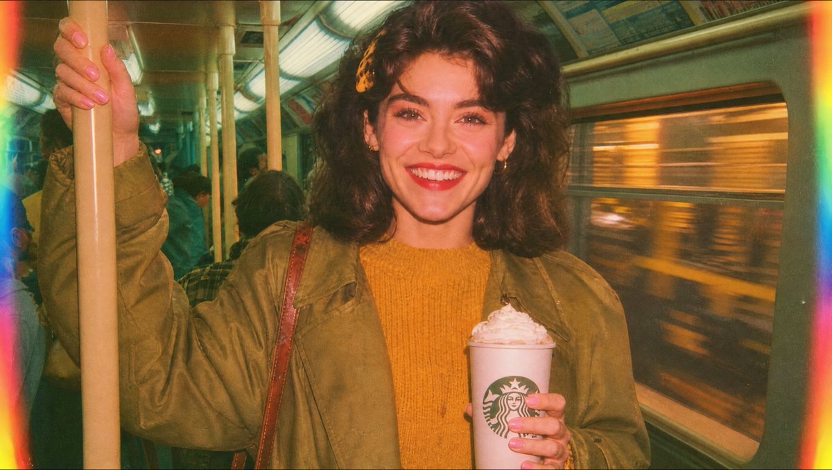 MyRedSelf's tweet photo. The #PumpkinSpiceLatte season is in full swing. And as a #PSL fan, I had to create something to celebrate the beginning of the fall, as well as the ongoing PSL season.

I wanted to design a #Starbucks spec ad campaign with this question in mind: "What if PSL existed in the 90's?" Surely, it would have been a go-to morning drink for white-collar employees. So here’s some of the frames I made as part of it. This will be followed by a video version very soon.

The tools I used:
@midjourney 
GPT Images 2.0

What is your favorite fall drink?