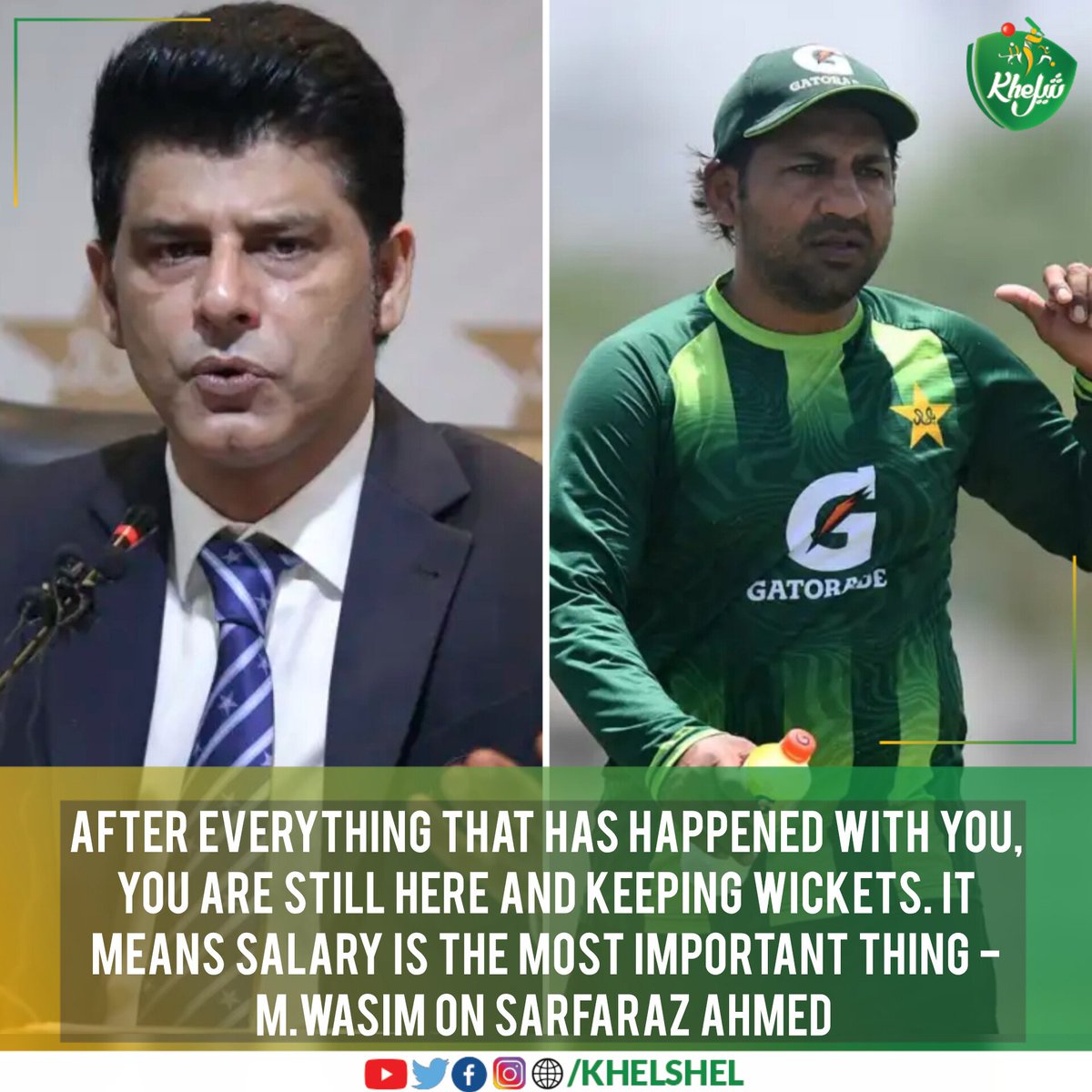 khelshel's tweet photo. Former chief selector Mohammad Wasim has sparked heavy discussions with his bold remarks regarding Sarfaraz Ahmed's role and commitment within the setup.
#Cricket | #Pakistan | #MohammadWasim | #SarfarazAhmed | #PCB https://t.co/faoucpx1fO