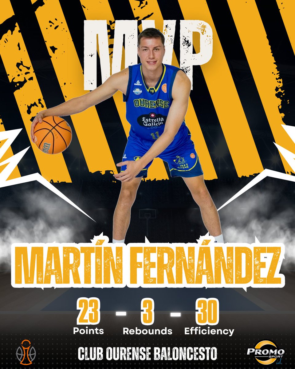 promo_sport_int's tweet photo. Spain - 1ª FEB 🇪🇸 Martín Fernández had 23 points, 3 rebounds, 2 assists and 2 steals (30 efficiency and +/-26, MVP of the game) for Club Ourense Baloncesto #PSFam https://t.co/oO6qjB8FKM