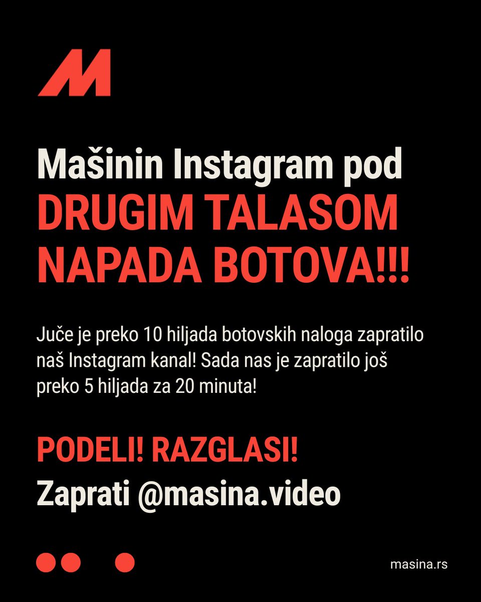 MasinaRS's tweet photo. POKUŠAVAJU DA NAM BLOKIRAJU NALOG❗PODELI❗ RAZGLASI❗ 

Cilj jeste suspednovanje našeg glavnog naloga, zapratite naš drugi kanal:
https://t.co/eG34j5SvKY https://t.co/6htx7Kd3qH