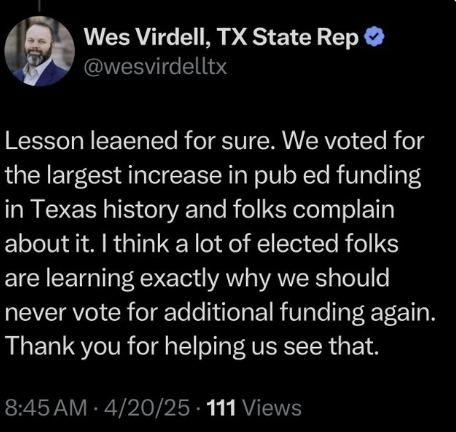Mandomackins31's tweet photo. @GinaHinojosaTX What do you think about this take?  
@GregAbbott_TX @wesvirdelltx https://t.co/HQ7wFMzPoz