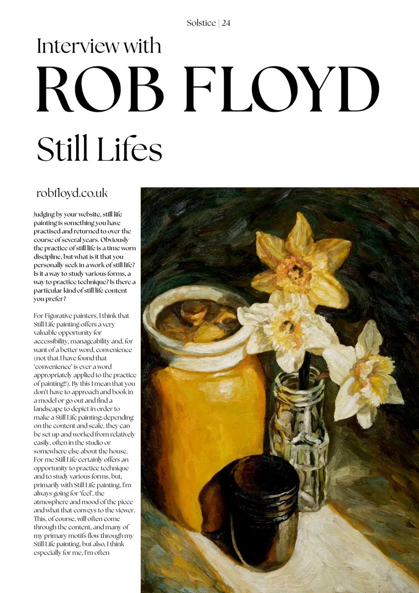 SolsticePrint's tweet photo. Are still lifes an important subject matter for artists today? Read Rob Floyd’s interview to find out from an accomplished painter. https://t.co/ZNdU78ZHod