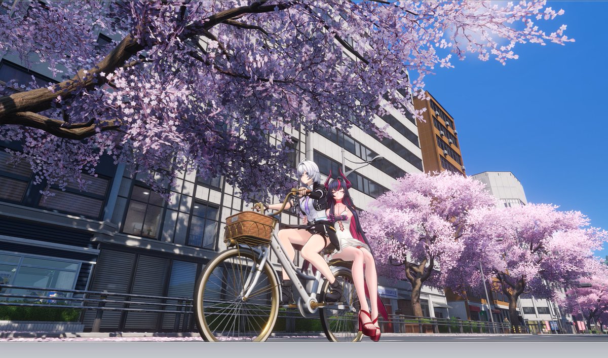 LENA_game299's tweet photo. 自転車イベントクリア🚲💕間に合った～😂✨
何気にお写真撮るの難しい…
真紅ちゃんは桜が好きなの分かって嬉しかった🌸

#NTE #NTE写真部 #真紅 #九原 https://t.co/NlulMaDo2Y