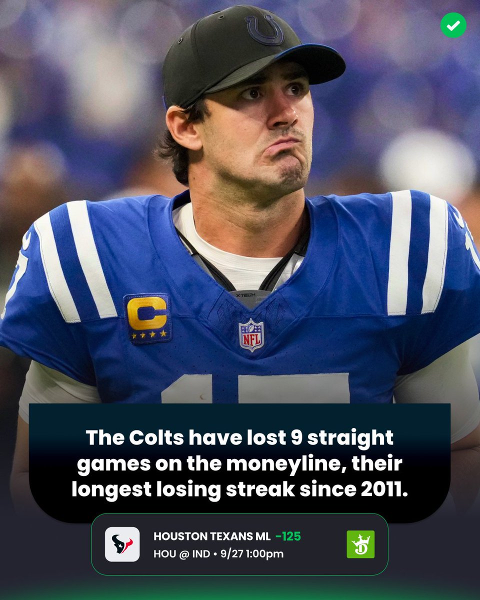 ActionNetworkHQ's tweet photo. The Colts have lost 9 straight games, their longest losing streak dating back to 2011. Can they end the skid today hosting the Texans? https://t.co/5Uyf9ccSRw