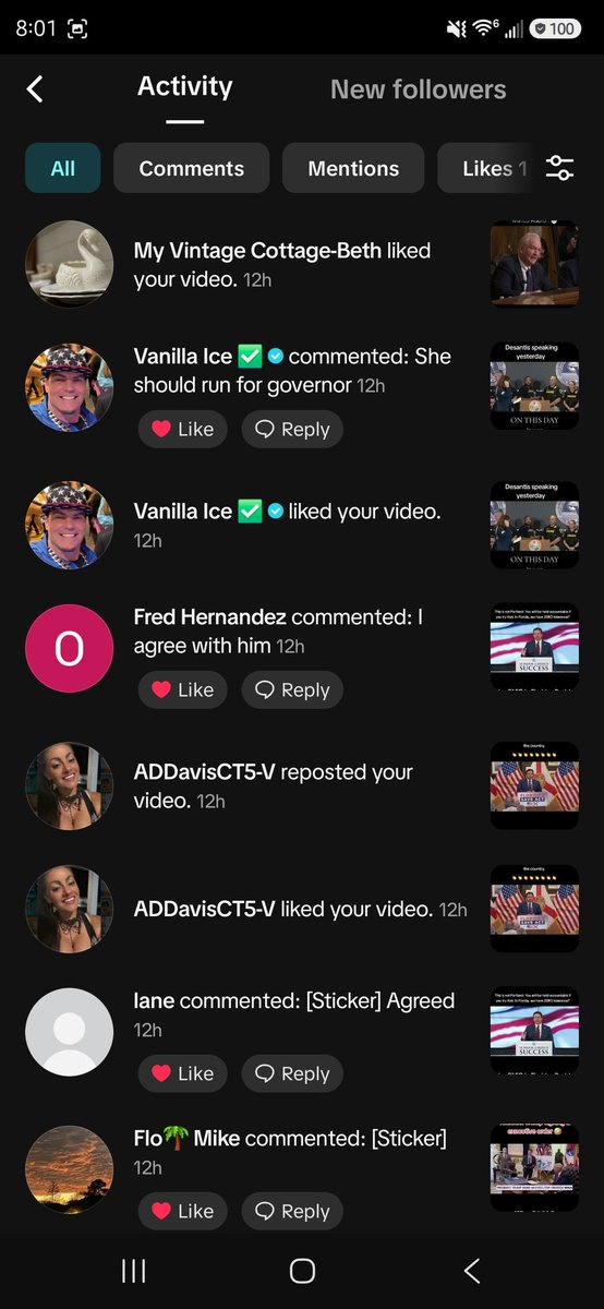 landersen83's tweet photo. Look who liked and commented on my #TikTok this morning !!! @vanillaice !!! I had to verify it was real lol 😆!! Apparently we have stuff in common!!!! He's a @RonDeSantis and @CaseyDeSantis
Fan!!!
#Floridian #RonDeSantis #CaseyDeSantis #FreeStateOfFlorida https://t.co/mQ2Wvz5rIr