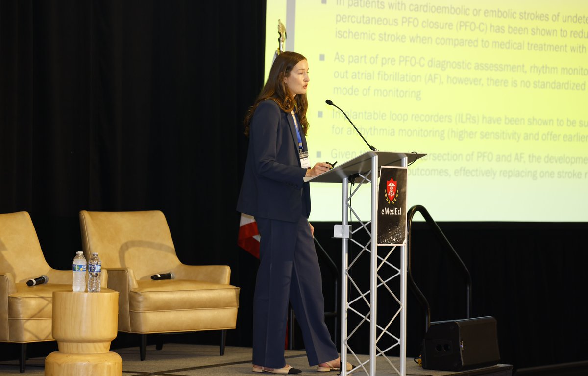 eMedEvents's tweet photo. Congratulations to Kinley Buckley, Winner of the #ISCC2026 Abstract Competition!

We’re delighted to recognize Kinley’s winning abstract: ‘Post-PFO Closure Atrial Fibrillation: Insights from Continuous Monitoring,’ which highlights important insights into cardiac monitoring following PFO closure.

#AbstractCompetition #StrokeCare #CardiacCare #Research #Neurocardiology #eMedEvents