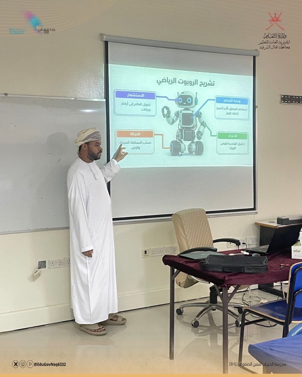 edugovnsq6332's tweet photo. قدّم الأستاذ فوزي الشبيبي – معلم مادة الرياضيات، فقرةً تفاعلية حول الروبوتات وعلاقتها بالرياضيات، ضمن فعاليات جماعة الرياضيات في أسبوع العلوم والابتكار؛ في تجربة تجمع بين الحساب، التفكير، والابتكار.

#تعليمية_شمال_الشرقية https://t.co/VqezWxCOn3