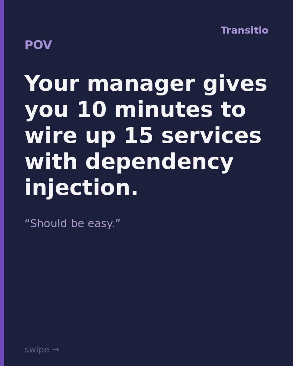 TransitioNET's tweet photo. Transitio.Dependency use case

#dotnet #csharp #transitio #dependencyinjection #devs https://t.co/9wHukbvLs7