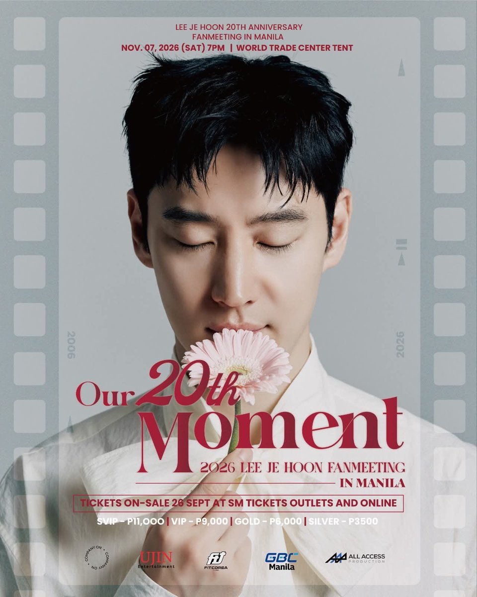 HallyuManila's tweet photo. The wait is over! ❤️ Secure your seats and join Lee Je Hoon for an unforgettable night in Manila!

📅 Nov. 7, 2026 | 7:00 PM
📍 World Trade Center Tent, Manila

🎟️ Tickets on sale NOW via Ticketmaster Philippines
🔗 https://t.co/s7RxS8g6L6

Event by @allaccessprod_

#LeeJeHoonManila #Our20thMoment #COMPANYON #UJINEntertainment