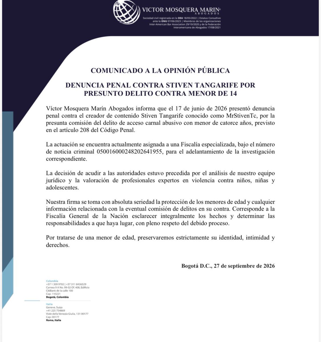 VMMAbogados's tweet photo. Comunicado de Prensa. https://t.co/hImMz2HJqc