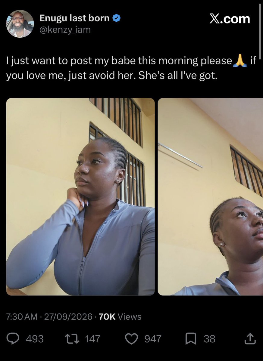 kadibella9's tweet photo. Public notice: I don’t know this man from anywhere o 😭 I am single, I’m not his girlfriend and I didn’t reply him because I know clout chasing when I see one 

Enugu last born abeg delete this before my main boyfriend sees it. I don’t have the strength to explain myself 😭🙏🏽 https://t.co/Ryd0pA3PKT