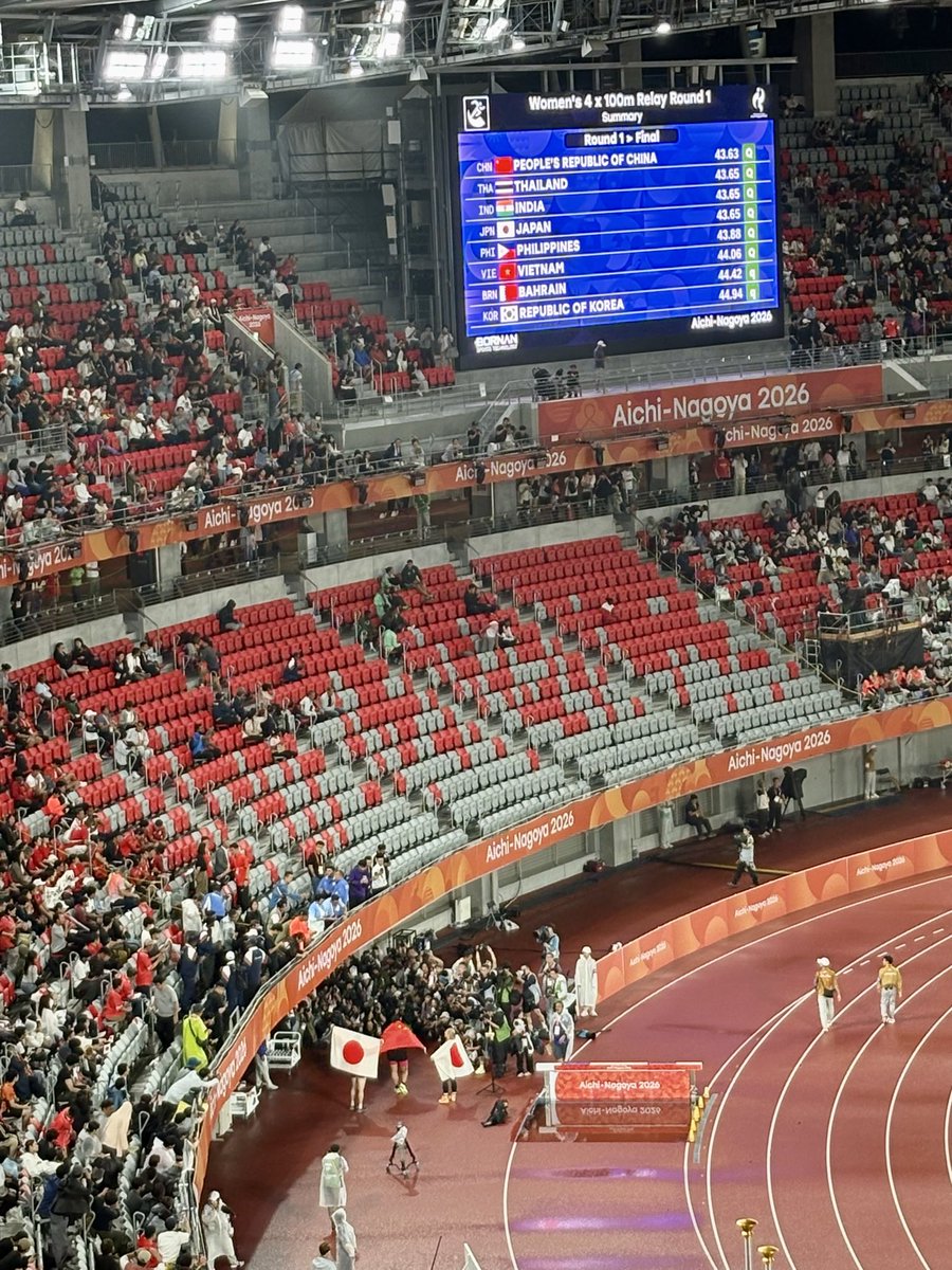 nabe1's tweet photo. 北口榛花選手が銀メダル！武本紗栄
選手が銅メダル！ #アジア大会 #陸上競技 女子 #やり投 #決勝 #第20回アジア競技大会 #パロマ瑞穂スタジアム #名古屋市瑞穂公園陸上競技場 #AichiNagoya2026 20th #AsianGames Women’s Javelin Throw Final #Nagoya https://t.co/VdEKoC5fB0