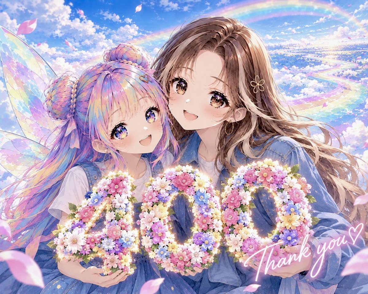 mirAI_404's tweet photo. 400フォロワーありがとうございます☺️！

たくさんのご縁に感謝を込めて
400をお花にしてみました🌸✨

動画も少しずつ挑戦中で、まだまだAIイラスト楽しんでいきます！

引き続きよろしくお願いします🌈 https://t.co/fWfccRapRP