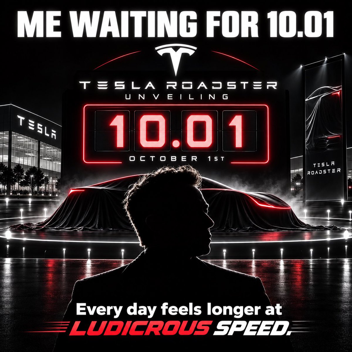 TeslasRoadster's tweet photo. Count down them hours. 10.01! Tesla Roadster! 🏎️👀 https://t.co/udXbzqmlCl