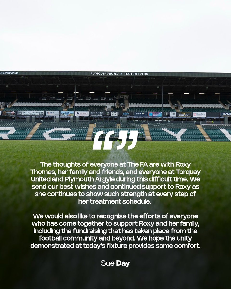 ArgyleWFC's tweet photo. FA Director of Women's Football Sue Day left us this message ahead of today's game π
#RaisingForRoxy https://t.co/viCeYE75sX