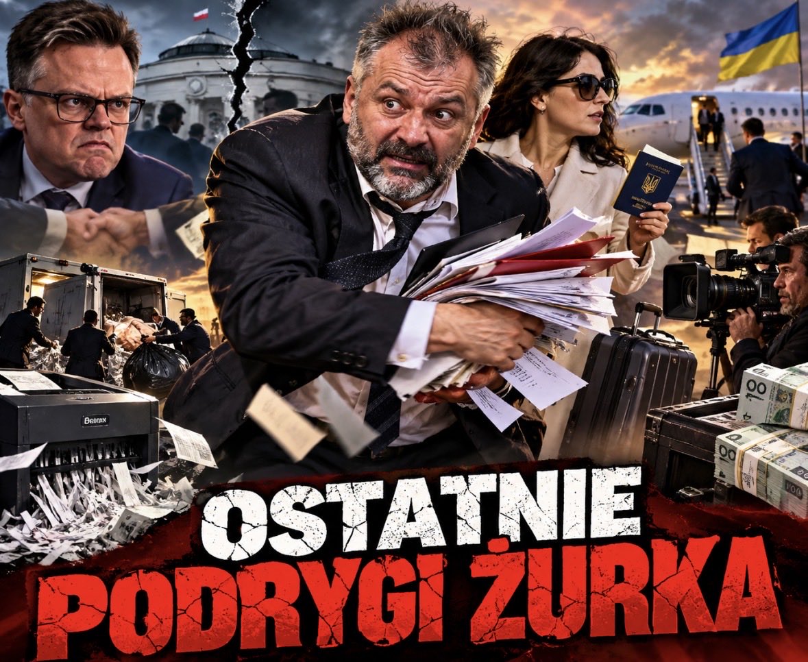 JackStrongPL's tweet photo. Panika Żurka, gniew Hołowni. Koalicja na włosku! 

W Ministerstwie sprawiedliwości czuć, że władza się kończy. Żurek spanikowany rozdaje prokuratorskie awanse na odchodne. Rozdaje też publiczne pieniądze, zatrudnił sobie kamerzystów od filmowania konferencji na których wydał ostatnio prawie stówkę z publicznych pieniędzy! To firma, która sąsiaduje z kancelarią Romana Giertycha, cały kontrakt podobno na 400 tysięcy! Za czasów Ziobry konferencję filmowali pracownicy! Teraz potrzebne są kadry jak z Hollywood! 
Tymczasem w pałacyku przy Alei Róż atmosfera paniki końca władzy, niszczarki chodzą non stop. Worki z dokumentami wywożą do profesjonalnej firmy w Nadarzynie. Papier znika. Ślady też.
W Krajówce tymczasem dziwne loty. Cena biletów po 4 tysiące złotych! Giertych , szef Zondy i prokuratorzy? Kto kogo wozi i po co? Ustalamy! 
Sam Żurek tymczasem leczy się na głowę i szykuje z żoną Jaryną gniazdko na Ukrainie. Na wypadek, gdyby wybory przyspieszyły. Ale żeby jeszcze namieszać sprawił, że kolejne wnioski o uchylenie immunitetów wpłynęły do sejmu! Plotka głosi, że jeden może dotyczyć Hołowni! Koalicja wisi na włosku! Na włosku Szymona! 

@DoRzeczy_pl @MiAdamczyk @michalkarnowski @WBiedron @TomaszSakiewicz @michalrachon @MiloszKleczek @PawelLisicki @Karol_Gac @R_A_Ziemkiewicz  @cezarykrysztopa @DorotaKania2 @cezarygmyz @wPolityce_pl @RepublikaTV @RadioMaryja