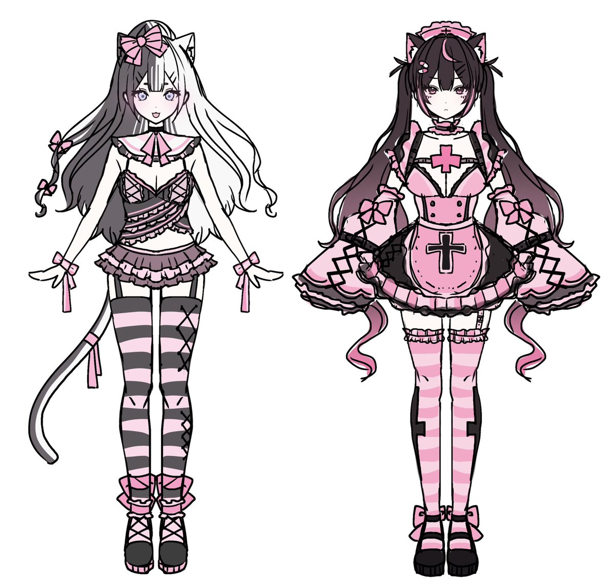 n____5a's tweet photo. こちらはすべてデザインも含めて描いたものになります♩♡
ポーズつきも描けますが、ろくにサンプルがないため棒立ちで失礼します( •̣̣̣̣̣̥́௰•̣̣̣̣̣̥̀ )♥

女の子のみ・ラフ段階のものですみません߹߹♡ https://t.co/N66itlGc2y