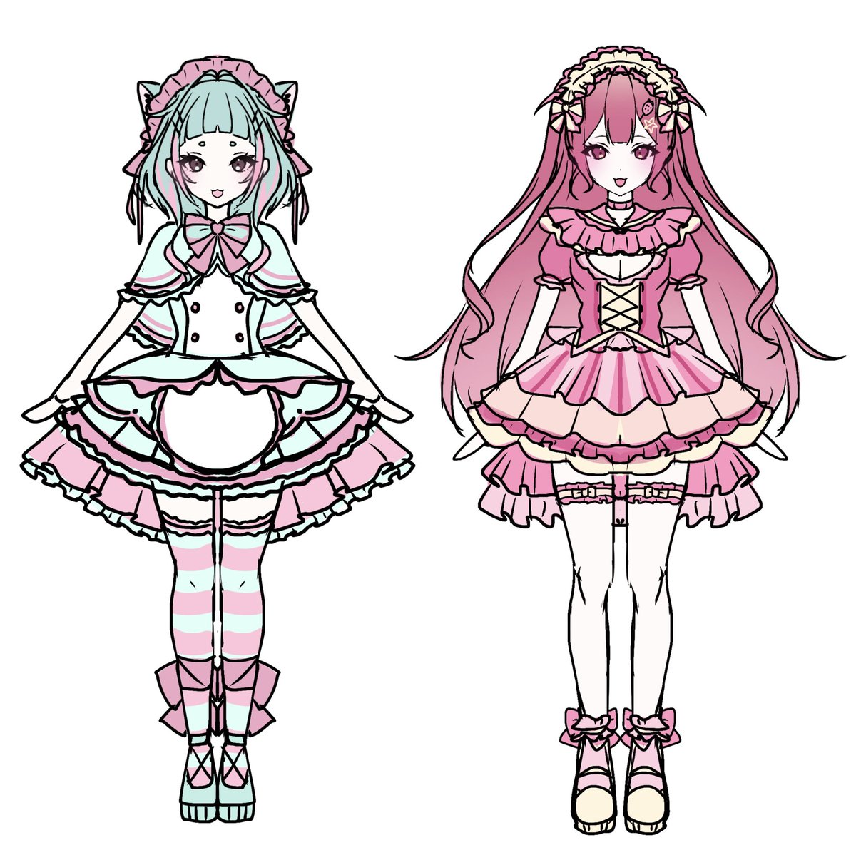 n____5a's tweet photo. こちらはすべてデザインも含めて描いたものになります♩♡
ポーズつきも描けますが、ろくにサンプルがないため棒立ちで失礼します( •̣̣̣̣̣̥́௰•̣̣̣̣̣̥̀ )♥

女の子のみ・ラフ段階のものですみません߹߹♡ https://t.co/N66itlGc2y