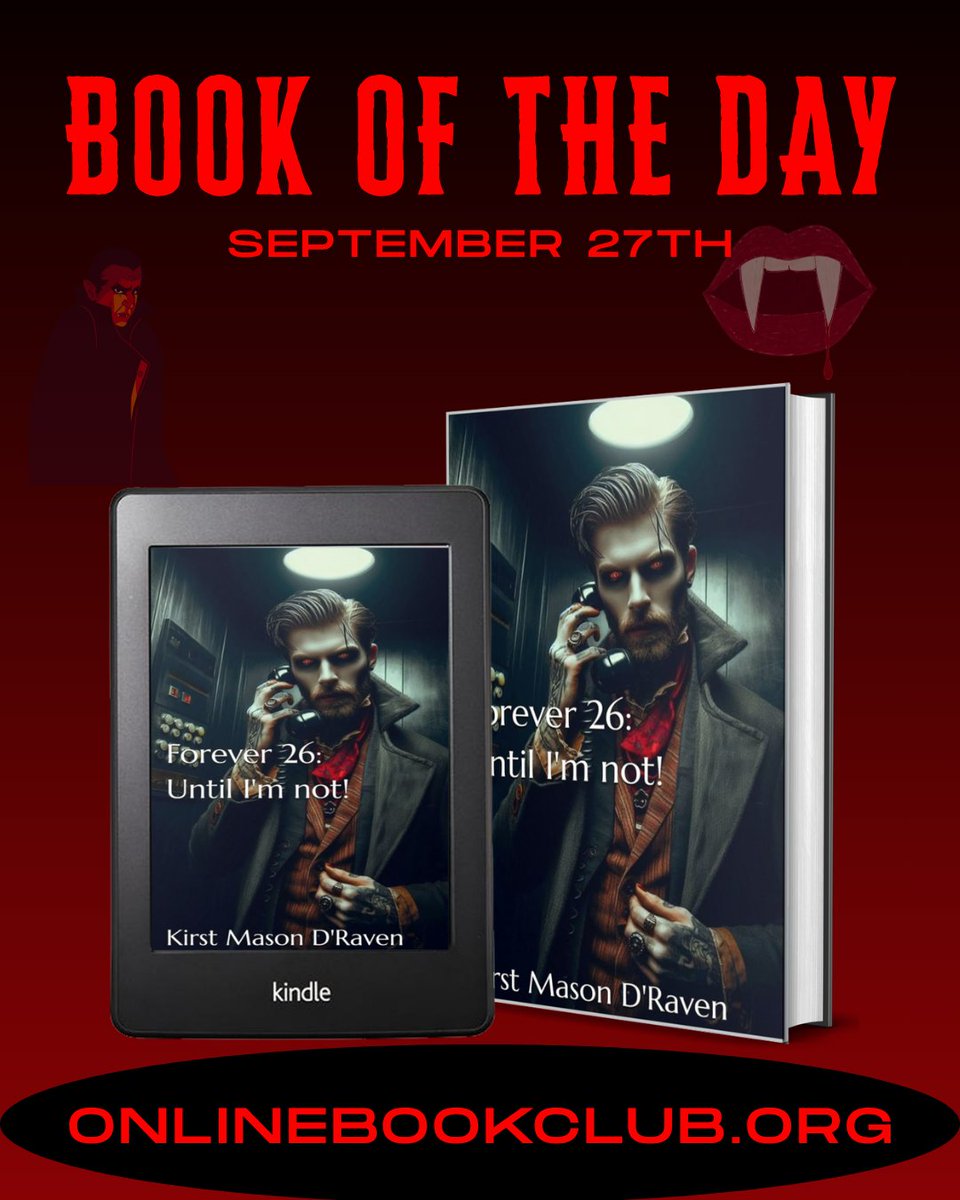 TwBookClub's tweet photo. Book of the Day, September 27th – Other Fiction, Rated 5 Stars 

Temporarily discounted on Kindle, FREE via KU:
https://t.co/nBXvSz93dZ

Forever 26: Until I'm not! by Kirst Mason D'Raven

---
Part historical adventure, part dark comedy and part existential road trip.
--- https://t.co/uRsLLzCTpn