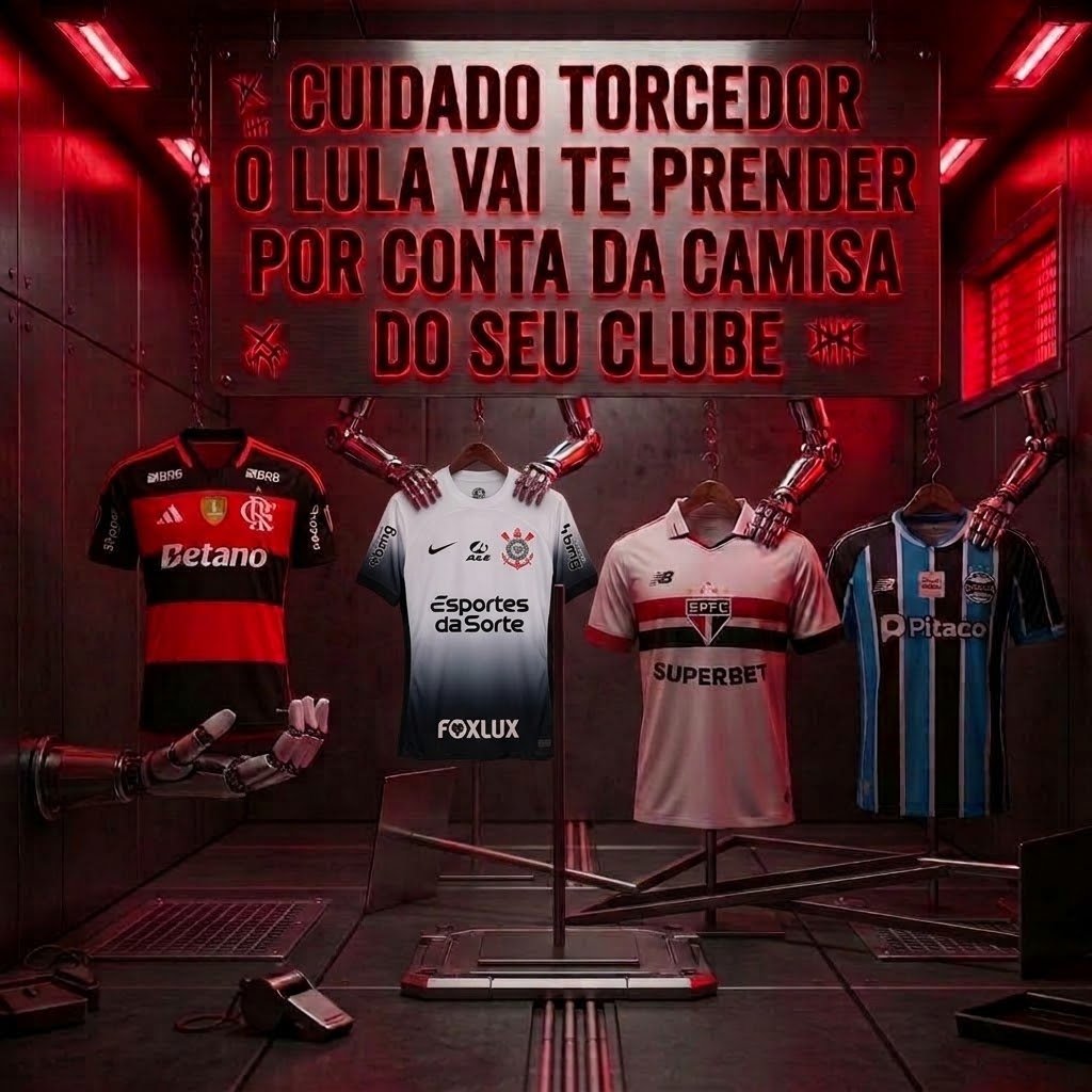 ConservaBanido's tweet photo. 🚨 NÃO É EXAGERO: O LULA QUER TE PRENDER POR CONTA DA CAMISA DO SEU TIME 

Eu queria que fosse fake. MAS NÃO É

Muita gente ainda não percebeu o tamanho da merda que foi enviada.

Com a proibição das bets, a divulgação de casas de apostas passa a ser alvo de punições previstas na nova legislação. 

🚨 O projeto enviado pelo governo prevê pena de 2 a 4 anos de prisão e multa para quem promover ou captar apostadores após a proibição.

Isso atinge VOCÊ, PESSOA COMUM.

Clubes, atletas, criadores de conteúdo e empresas terão que remover marcas e publicidade relacionadas às apostas.

E AGORA ATÉ VOCÊ TEM QUE JOGAR FORA A CAMISA DO SEU TIME.

O recado é claro: o que antes era propaganda agora pode virar problema com a Justiça.

Isso que dá fazer uma medida eleitoreira de última hora, sem ensar no povo e pensando só em eleição

COMPARTILHE A VERDADE