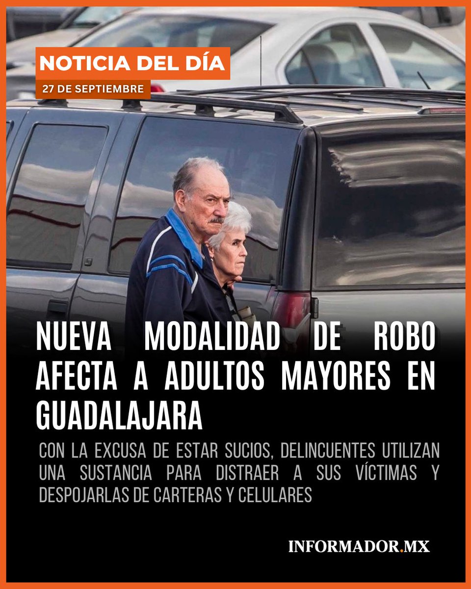 informador's tweet photo. 🚨 Nueva modalidad de robo afecta a adultos mayores en Guadalajara

📍 Los adultos mayores han sido víctimas de robos en distintos puntos del Área Metropolitana de Guadalajara.

📱 Lee la nota completa en https://t.co/suQzgC9cKK https://t.co/e7Sm1yyBej