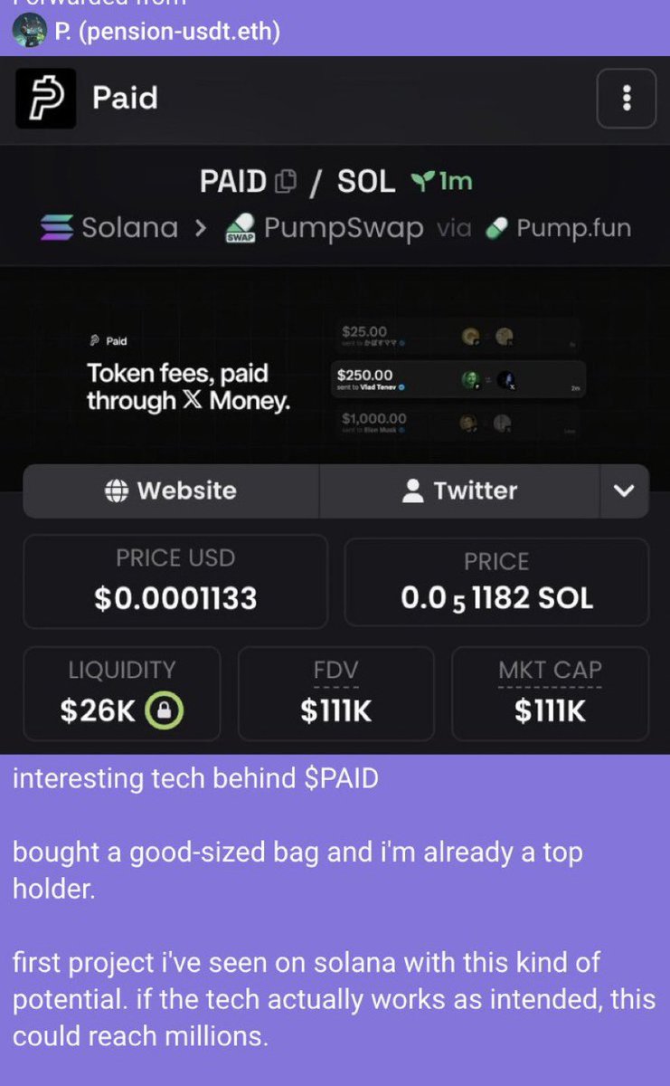 KriptonunUzmani's tweet photo. i was one of the first to call $paid at a $111k mc.

i feel fucking incredible. i can't deny that this has been one of my best alpha calls of the year so far.

i understood the narrative and saw the potential from the very beginning, which is why i decided to call it.

my profit is now over $582,672. to some, it'll look like luck. to me, it's just another day of making money.

i still don't understand how people aren't following me and joining my community.