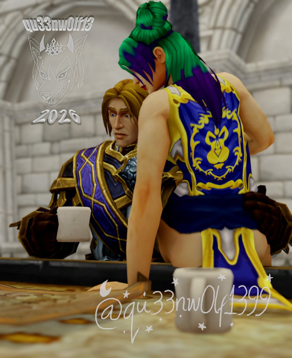 Qu33nW0lf13's tweet photo. They always found time to be together during the Fourth War, even if it meant spending the whole day looking at war plans❤️
#worldofwarcraft #wowtwt #warcraft3Dart #blender #blenderart #blenderartist #3Dart #3Dartist #ocxcanon #anduinwrynn #alyssinarunestar https://t.co/9vm783pXyy