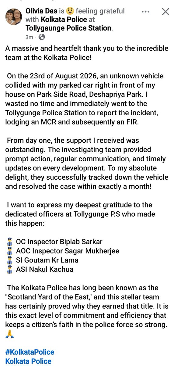 KolkataPolice's tweet photo. Thank you. https://t.co/KJsJXMNRvY