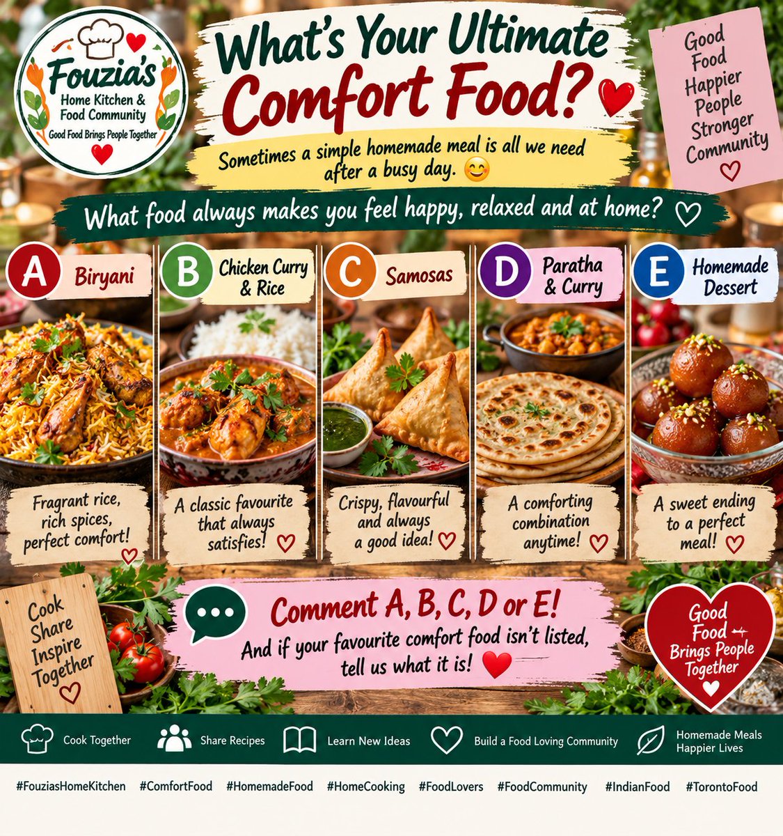 FouziaKitchen_9's tweet photo. ❤️🍲 Everyone has a comfort food that feels like home. What's yours? Is it a family recipe, a childhood favourite, or something you discovered later in life?
 
#ComfortFood #FoodMemories #HomemadeFood #FoodLovers #TorontoFood https://t.co/tsFGrsNnnB