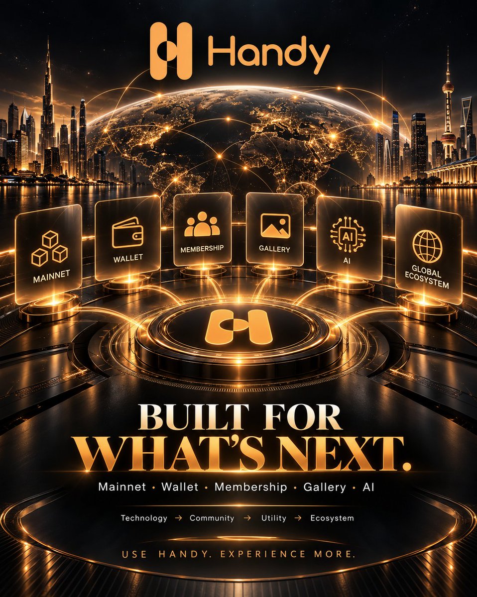 HandyProject's tweet photo. HANDY — BUILT FOR WHAT’S NEXT. 🔥
Mainnet. Wallet. Membership. Gallery. AI.
Different layers.
One connected ecosystem.
Technology → Community → Utility → Ecosystem
The next chapter is being built now.
HANDY — MORE THAN A TOKEN.
#HANDY #HandyLabs #Web3 #Blockchain #AI #BTC #ETH #XRP #SOL #AI