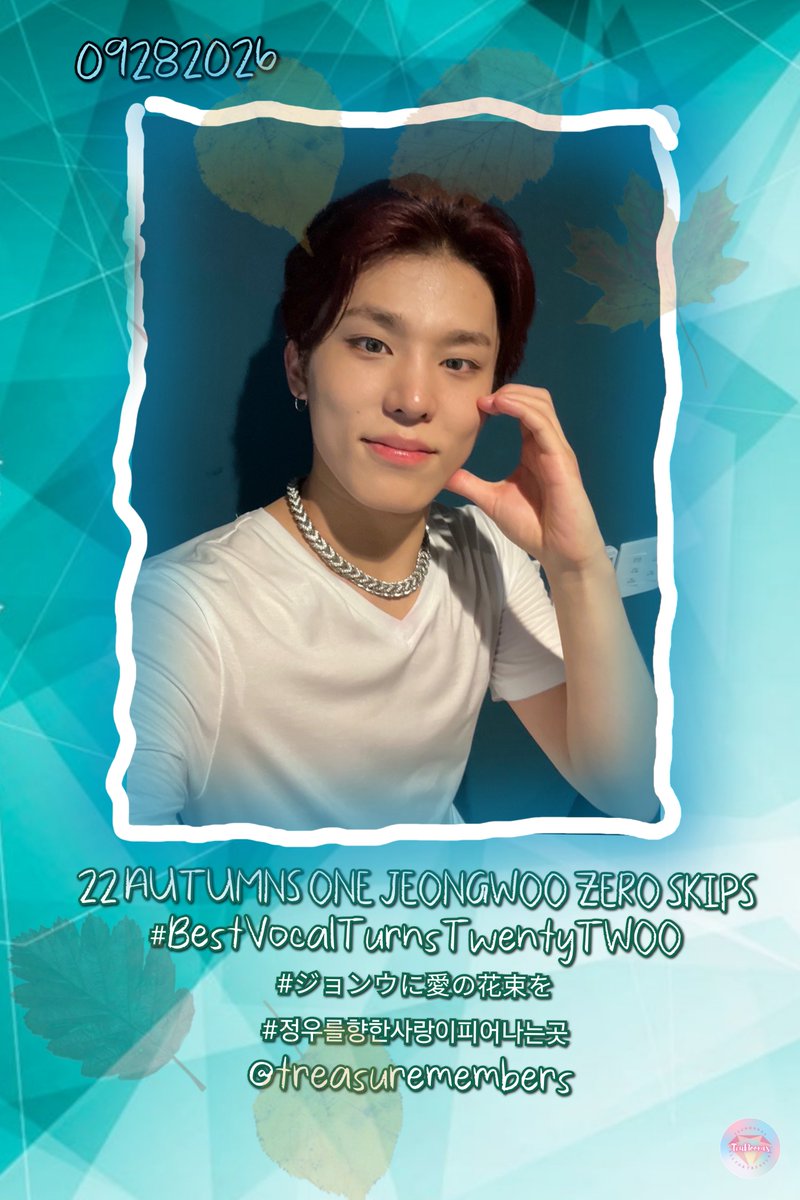 TEUNOONAS1's tweet photo. Counting the last hour to uri Woo's birthday 🔥🩵

Celebrate his day with your warm wishes and the tags below yorobunnn 👇🏻

22 AUTUMNS ONE JEONGWOO ZERO SKIPS
#BestVocalTurnsTwentyTWOO
#ジョンウに愛の花束を
#정우를향한사랑이피어나는곳
@treasuremembers https://t.co/ZxtHHgMf33