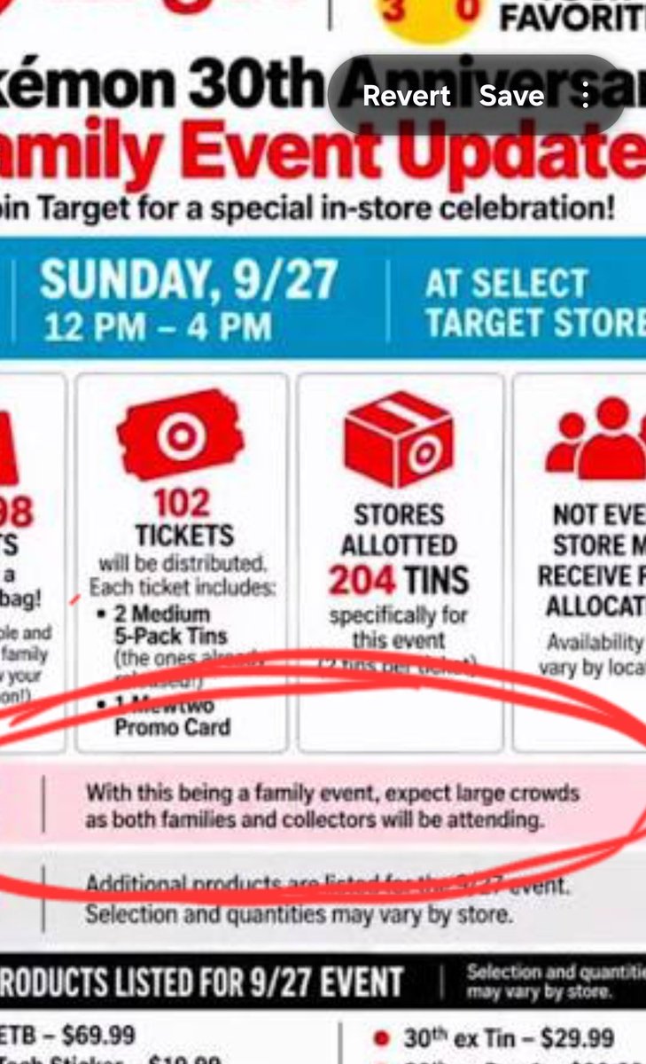 DealHunterDex's tweet photo. Nowhere does it say the Target Pokémon event is kids-only. It’s listed as a family event. Families come in all shapes, and some people don’t have one at all. No one should feel like they have to stay home. Show up or don’t—just have fun either way. https://t.co/x3HE7VILtb