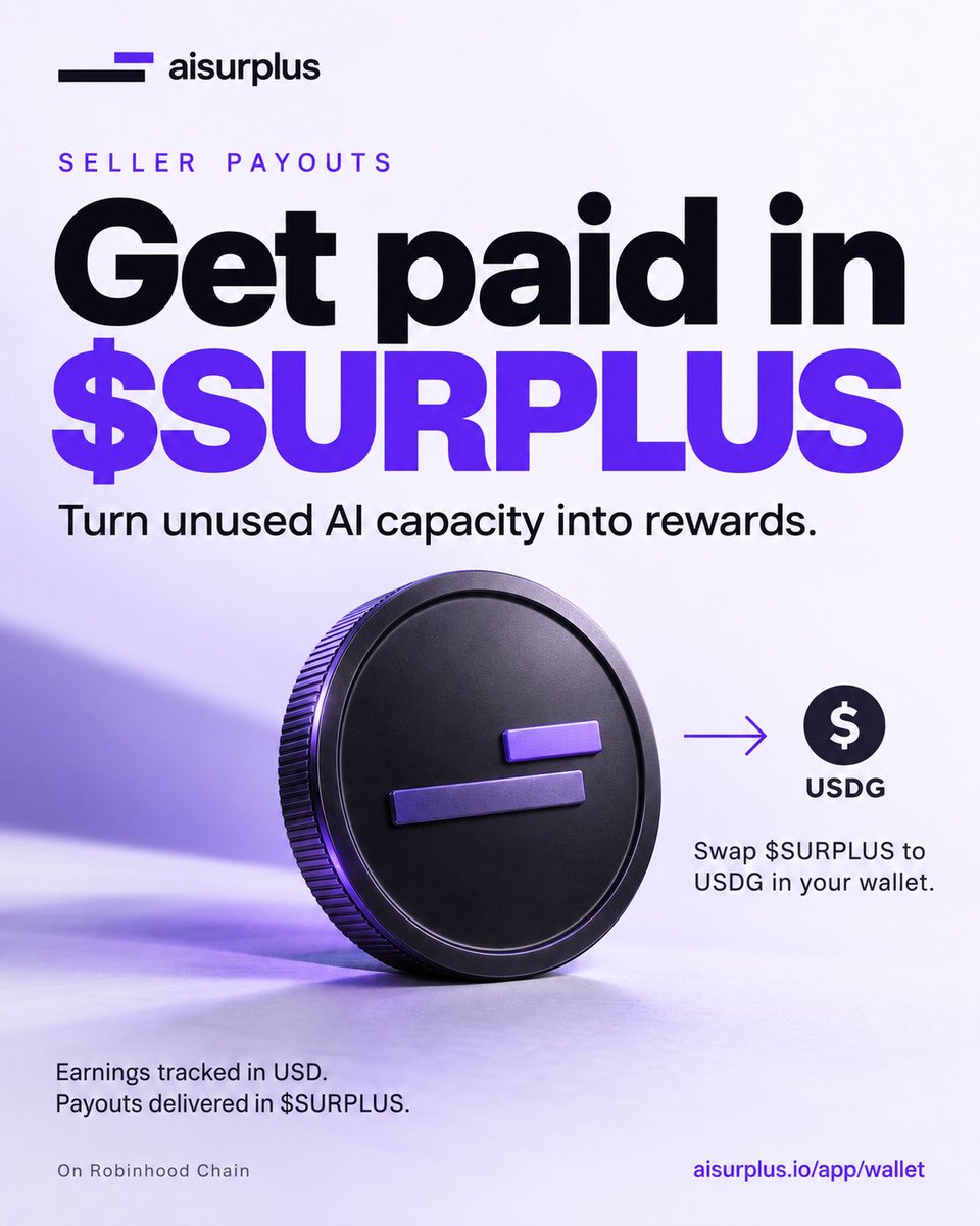 UseSurplus's tweet photo. The $USDG paid settlement is now in $Surplus 

We have changed the payment into native $surplus from our treasury which you can sell directly into $USDG or holds it for future tokenomics utility.

https://t.co/xH0ZJafYv0 https://t.co/t6jTzmUT7a