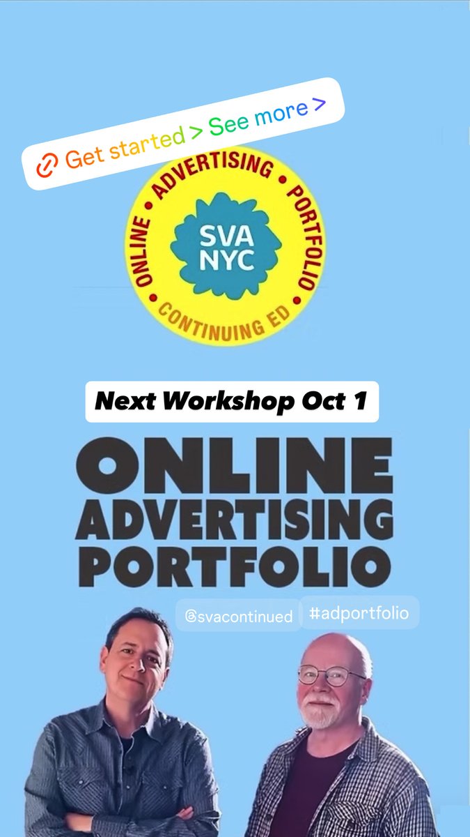 Radvertising's tweet photo. Take the next step to improving or starting your #artdirection or #copywriting portfolio🏆:
More info: https://t.co/LSly3srsnl #svawesome https://t.co/2BIMHMCqnT