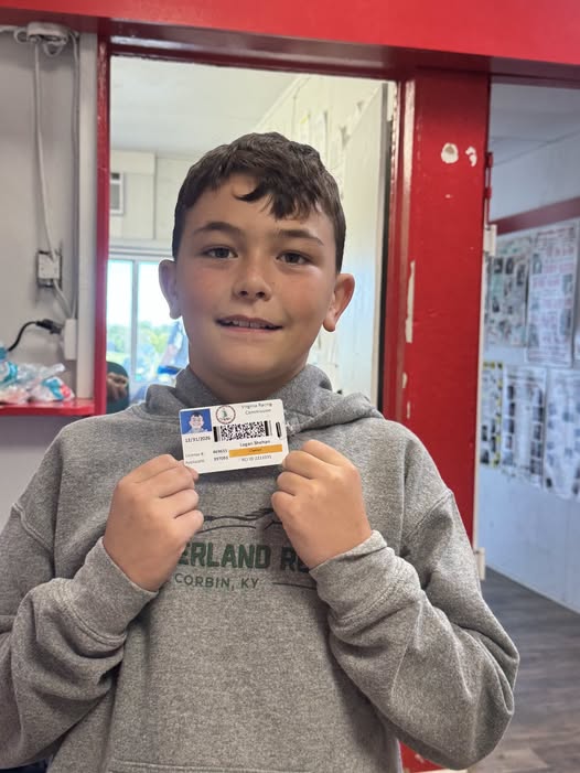 ShenandoahDowns's tweet photo. It's official! Harness racing's newest owner, 9-year-old Logan Shehan secured his Virginia Racing license in advance of today's fourth race, where his pacer The Phantom will compete. Purse money earned from The Phantom's races goes directly into Logan's college education fund.  First post is at 1:05 PM, and admission is free! #VAbred