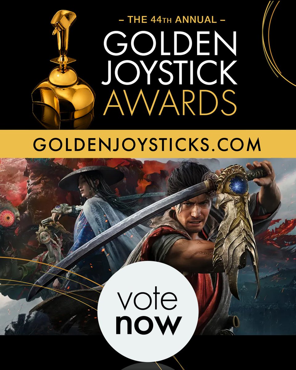 OnimushaGame's tweet photo. Onimusha: Way of the Sword has been nominated for Best Audio Design and Console Game of the Year at the Golden Joystick Awards 2026!

🎮 Cast your vote now at https://t.co/fBHAyPamki and support #Onimusha: Way of the Sword! https://t.co/tRhqK1xFCc