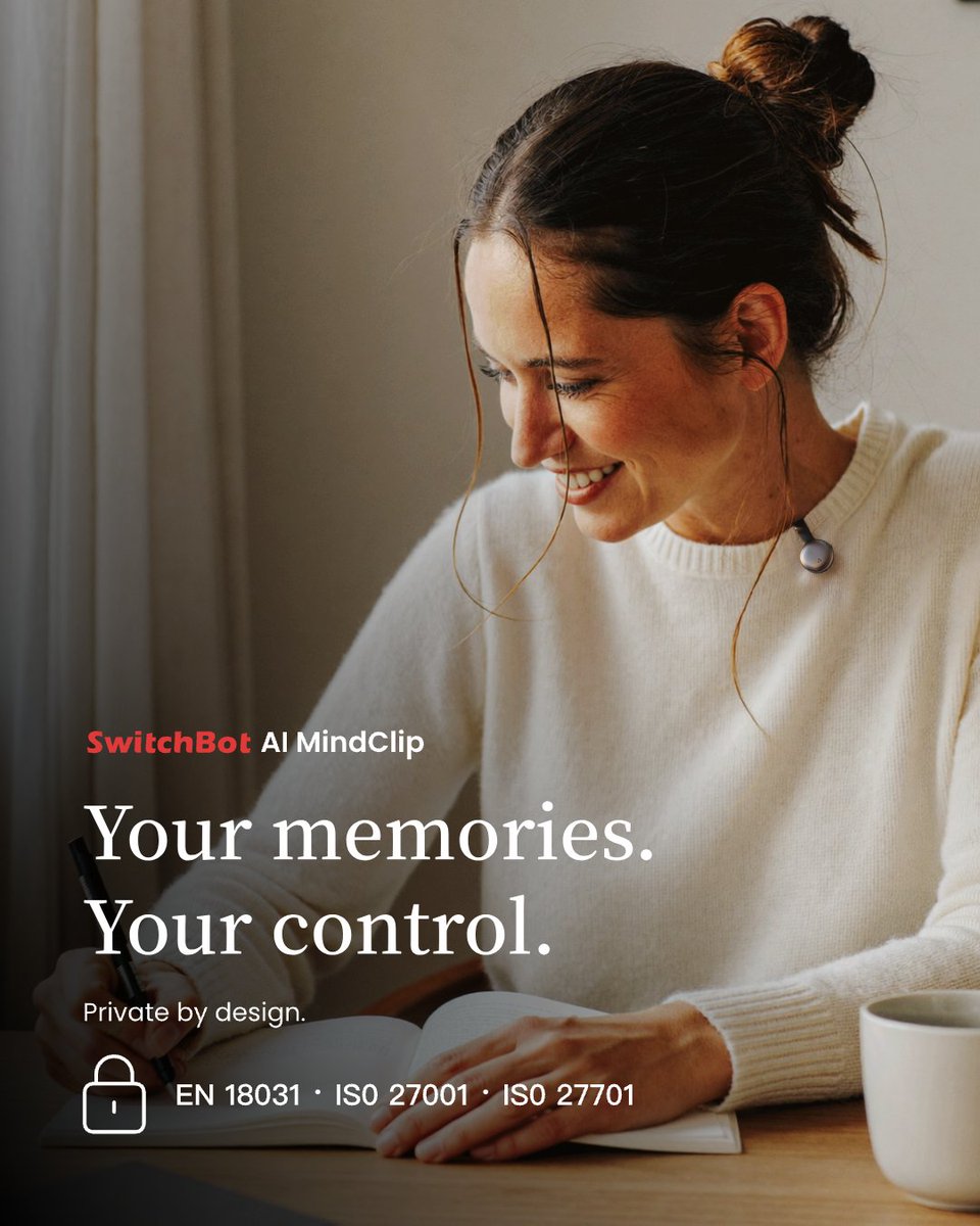 SwitchBot's tweet photo. You decide what stays.
You decide what goes.
Review, manage, and delete your AI MindClip data whenever you need to.
Your memories. Your control.
Discover more 👇
Amazon: https://t.co/oI3HlCWHHr
SwitchBot Official: https://t.co/zZUGdmohXp
#SwitchBot #AIMindClip #Privacy #AIAssistant