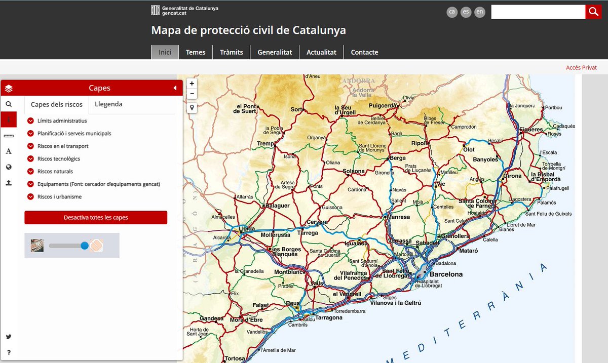 emergenciescat's tweet photo. 💥📈 La previsió del risc determina quins són els riscos de #protecciócivil que poden afectar cada zona del país. 

Un exemple de previsió és el mapa de protecció civil de Catalunya, on podem trobar tota aquesta informació

🔍 Consulta'l! https://t.co/3wGxeN0ZmD https://t.co/Gce3aj4Hff