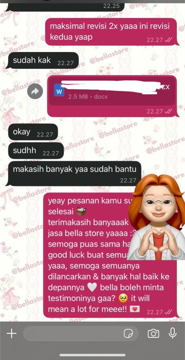 crimtsy's tweet photo. bella open joki tugas in rush bub 🍏 makalah, essay, artikel, jurnal, skripsi 1–5, PPT, CV ATS, parafrase AI, Turnitin, laporan, studi kasus, jawab soal &amp; formatting. fee nego, free revisi yaah 🧺🍓

☎️ order via: https://t.co/YlKibADraU

#zonauang https://t.co/6P3GaxBbOA