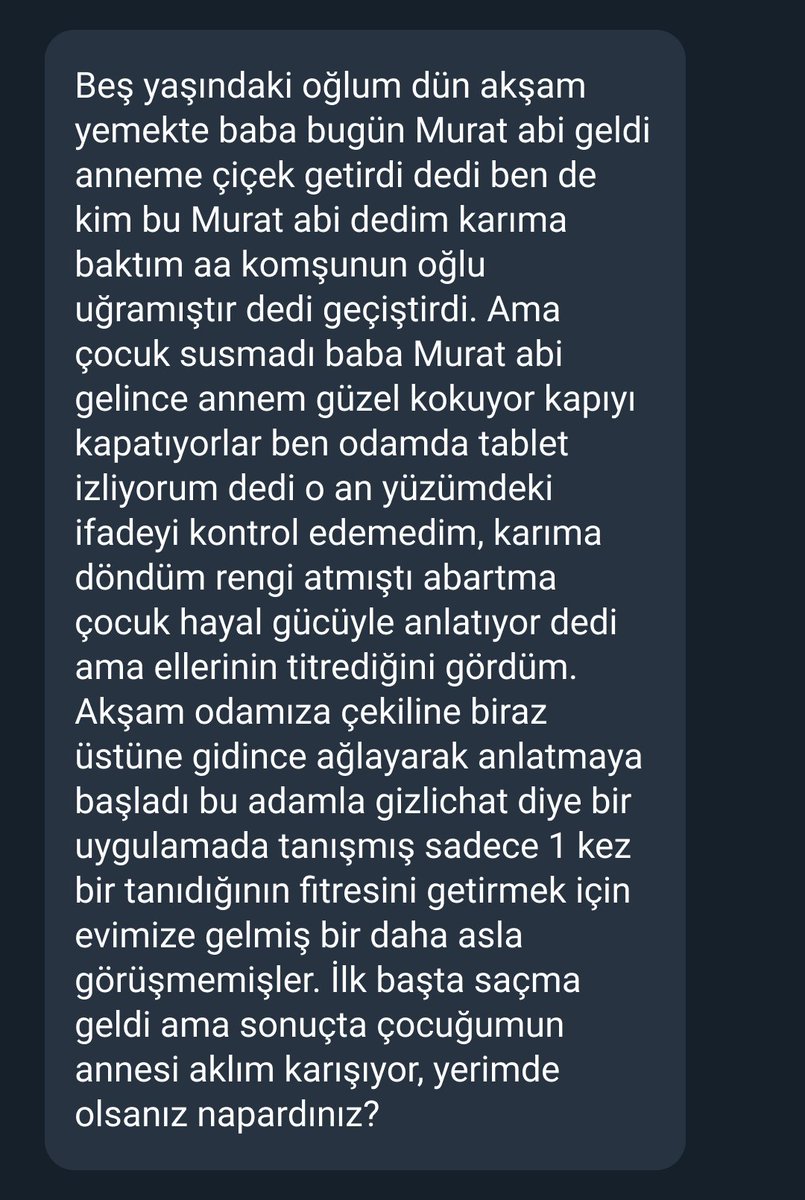 bizbizeitiraf's tweet photo. "Murat abi gelince annem güzel kokuyor kapıyı kapatıyorlar"

Çocuktan al haberi diye boşa dememişler. https://t.co/BRS9v0UDfT