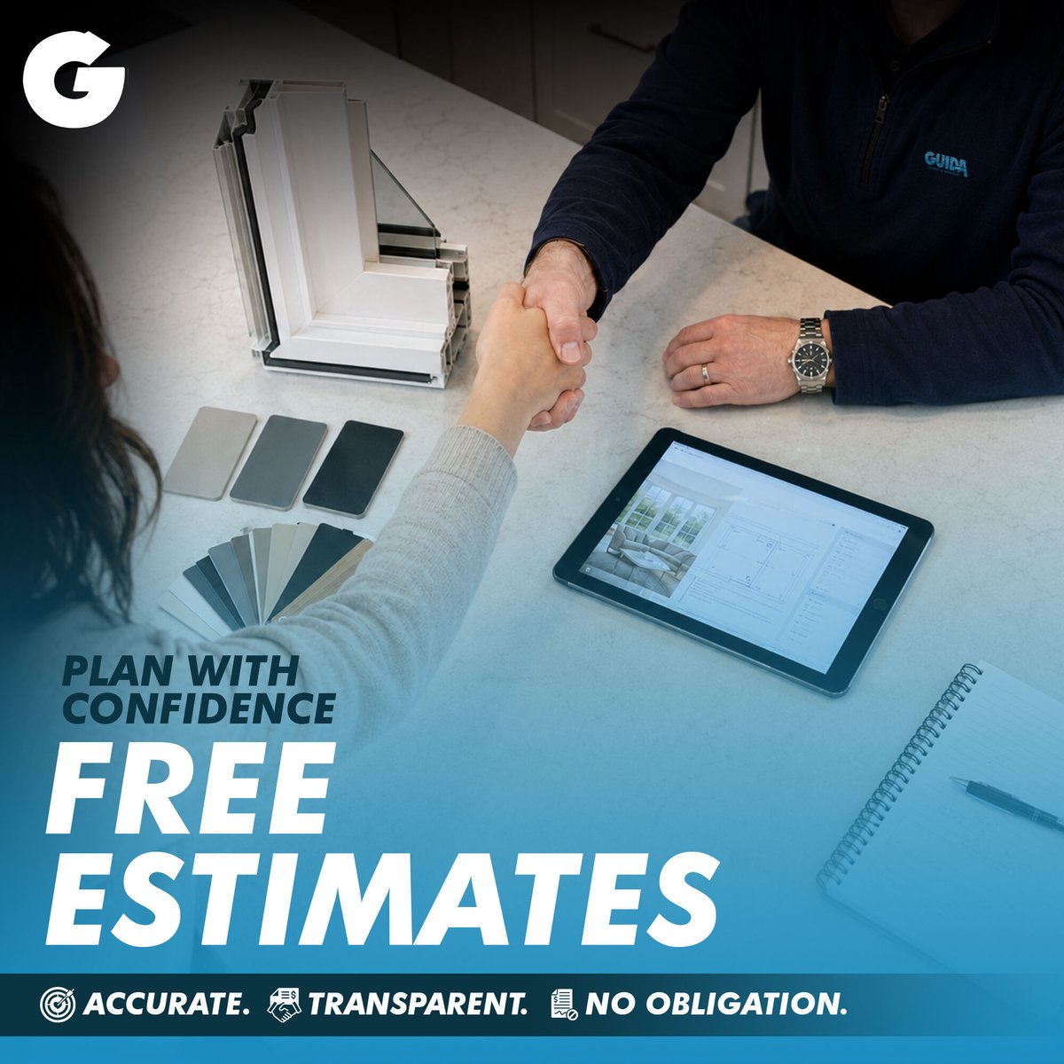 GoGuida's tweet photo. Thinking about new windows or doors? 🤔 Don't guess – get a free, accurate estimate from Guida Door &amp; Window! We make upgrading your home easy and transparent. Call us today! 📞 #FreeConsultation #HomeRenovation #GuidaExperts #NoObligation https://t.co/eCdFXRLzsy