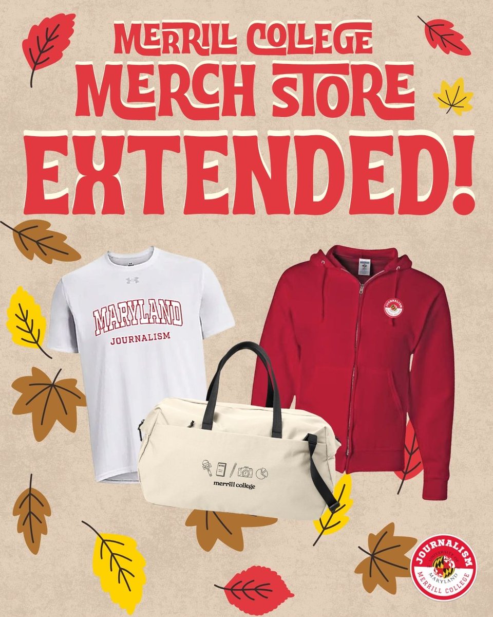 merrillcollege's tweet photo. Due to popular demand, the Merrill Fall Merch Store has been EXTENDED to Wednesday (Sept. 30) at 11:59 p.m.!

This is the ONLY full merch store we will be offering this academic year, so get your #merrillmade swag while you still can!

Check it out at https://t.co/u7AiuvYDne #fearlessjournalism