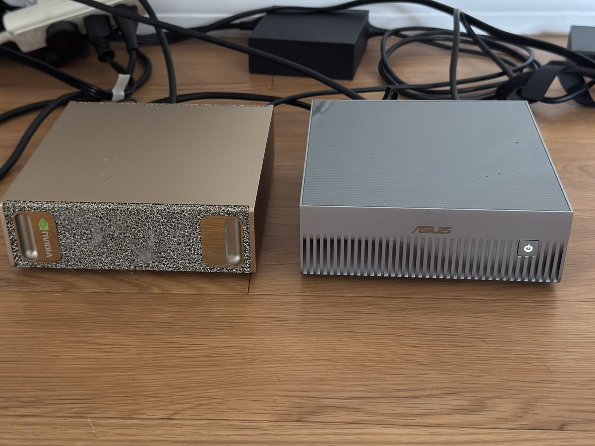 batuhanayci's tweet photo. Time to get out of the shadows. 🕶️

Meet my compute: DGX Spark + ASUS GX10. 256GB of unified memory, fully local.

I have had them for weeks and told no one. Going to start sharing my tests here.

Local AI folks, what is the first model I have to run on this? https://t.co/VqM9xuYNQz