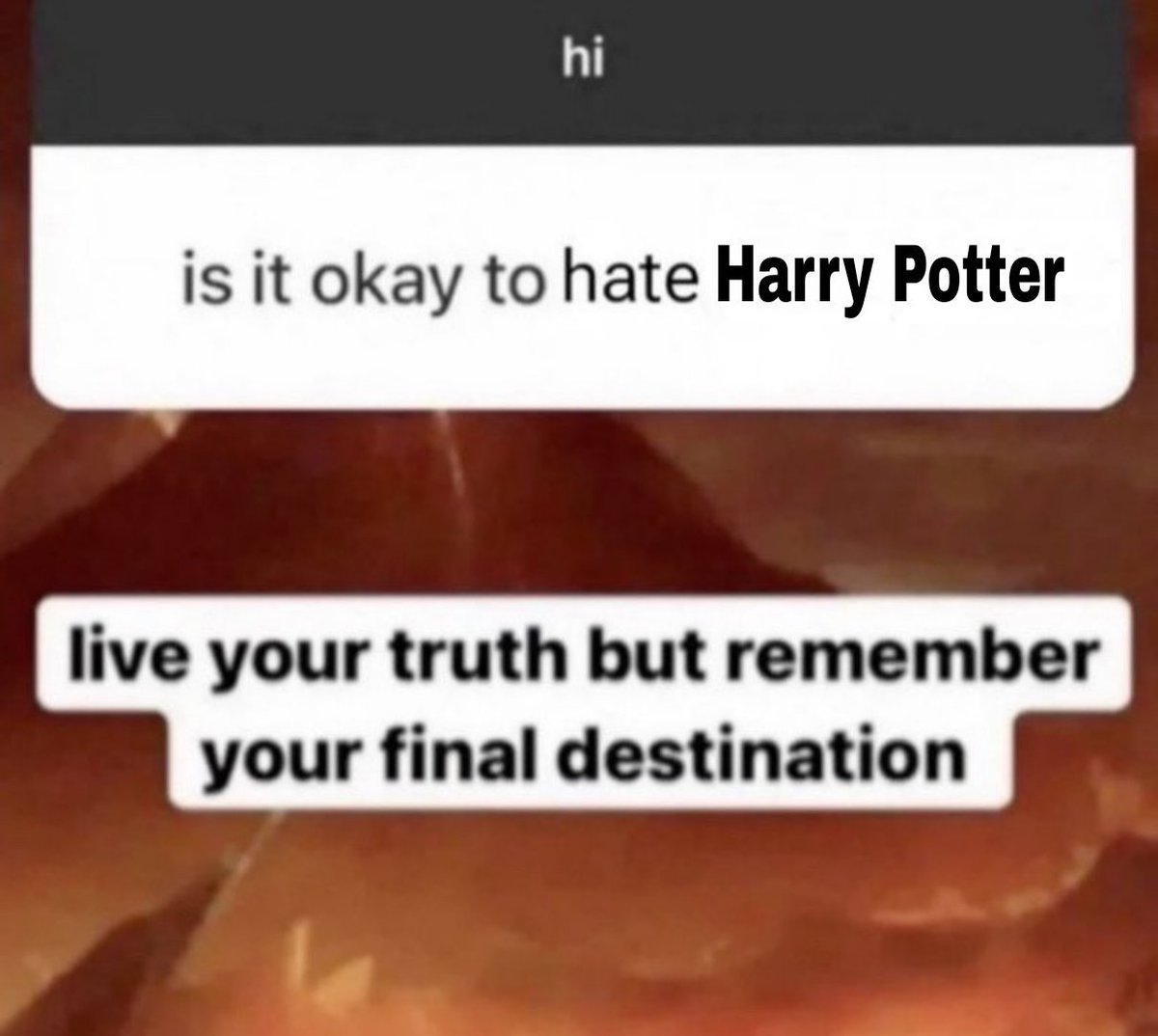 dvilstrnge's tweet photo. If you hate Harry James Potter you will burn in hell https://t.co/7lCOq6RRmD
