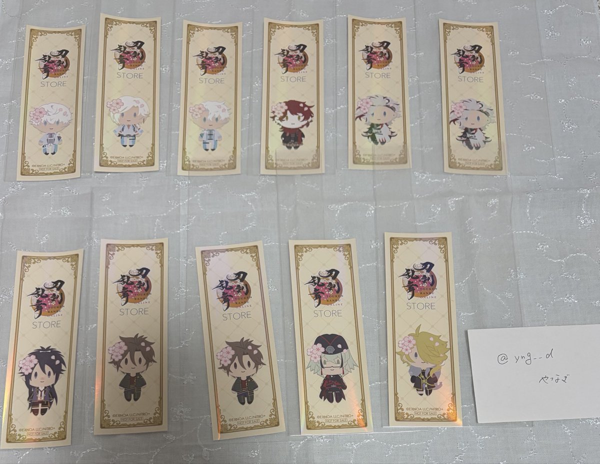 yng__d's tweet photo. 【譲渡】刀剣乱舞 STORE 御伴散歩 さくら装備 千社札風 ステッカー

譲✧画像ご参照ください

求✧
250円〜
1枚目上段は2枚目下段>上段より同数のお取引が優先ですが、全体的に単体検討します

*譲渡優先ですが、交換の場合
 鶴丸>後家1/長義1>長谷部>安宅切1

✾福岡手渡し>郵送 https://t.co/a7g7EVAPPq
