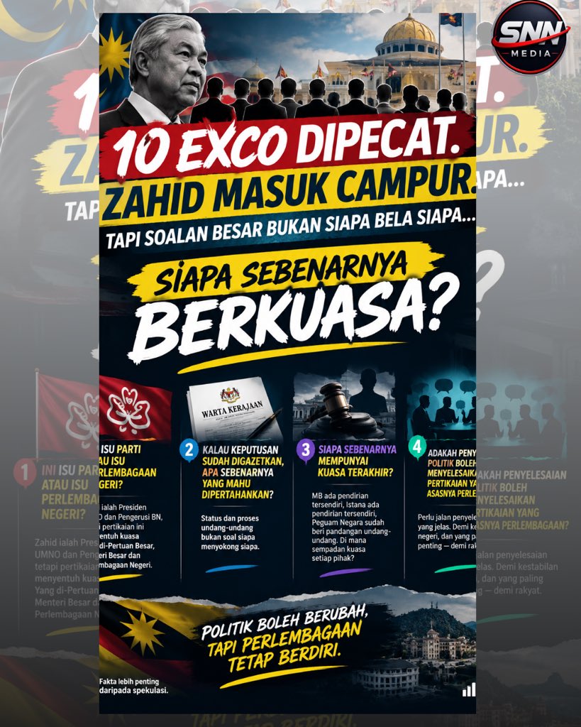 SuaraNewsNet's tweet photo. Apabila politik bertembung dengan Perlembagaan Negeri,adakah penyelesaian perlu datang daripada parti atau proses perlembagaan? https://t.co/NGRkbUxi2j